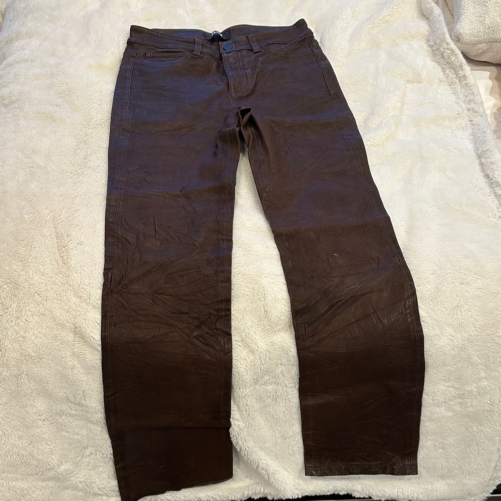 Paige genuine Brown leather jeans